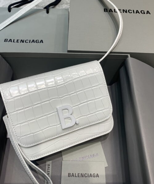 Balenciaga Bolso Bandolera B In White, For Women, Women's Bags 7in/18cm
