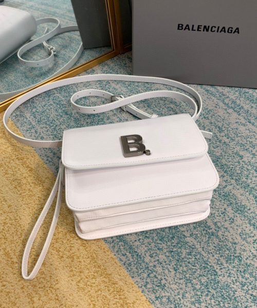 Balenciaga Bolso Bandolera B In White, For Women, Women's Bags 7in/18cm