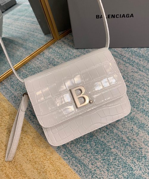 Balenciaga Bolso Bandolera B In White, For Women, Women's Bags 7in/18cm