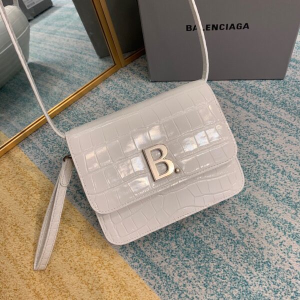 Balenciaga Bolso Bandolera B In White, For Women, Women's Bags 7in/18cm