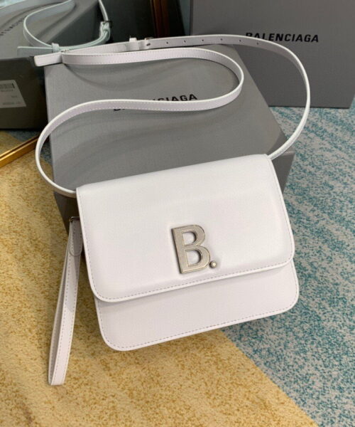 Balenciaga Bolso Bandolera B In White, For Women, Women's Bags 7in/18cm
