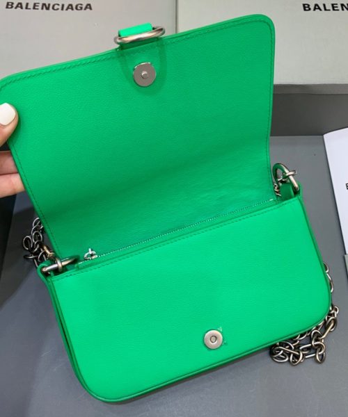 Balenciaga Bondage Wallet With Chain Green, For Women, Women's Bags 8in/20cm