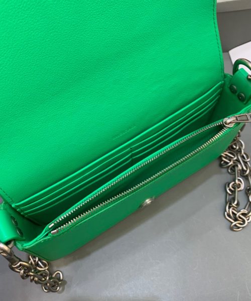 Balenciaga Bondage Wallet With Chain Green, For Women, Women's Bags 8in/20cm