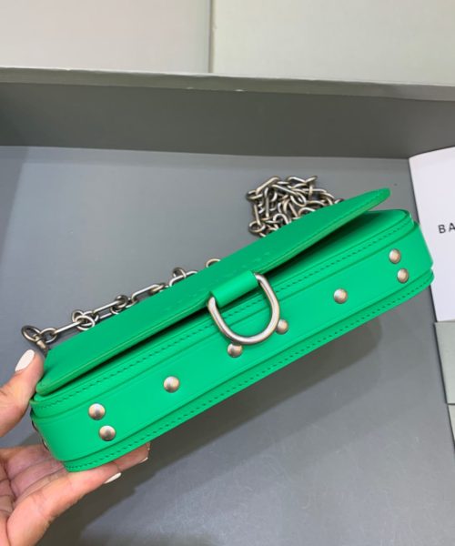 Balenciaga Bondage Wallet With Chain Green, For Women, Women's Bags 8in/20cm