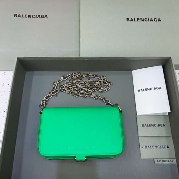 Balenciaga Bondage Wallet With Chain Green, For Women, Women's Bags 8in/20cm