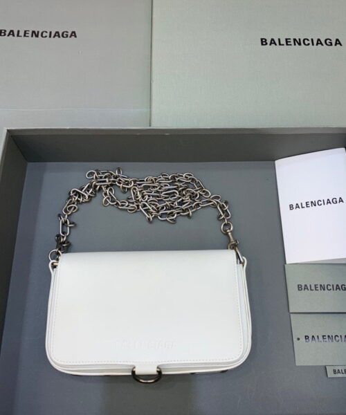 Balenciaga Bondage Wallet With Chain White, For Women, Women's Bags 8in/20cm