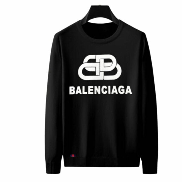 Balenciaga Crewneck Logo Cotton Sweatshirt Black For Men