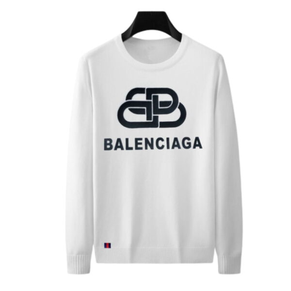 Balenciaga Crewneck Logo Cotton Sweatshirt White For Men