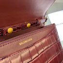 Balenciaga Croc Embossed Patent B Bag With Chain In Dark Red, For Women, Women's Bags 7.9in/20cm
