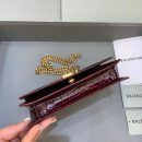 Balenciaga Croc Embossed Patent B Bag With Chain In Dark Red, For Women, Women's Bags 7.9in/20cm