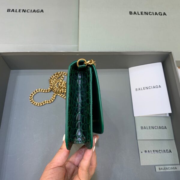 Balenciaga Croc Embossed Patent B Bag With Chain In Green, For Women, Women's Bags 7.9in/20cm