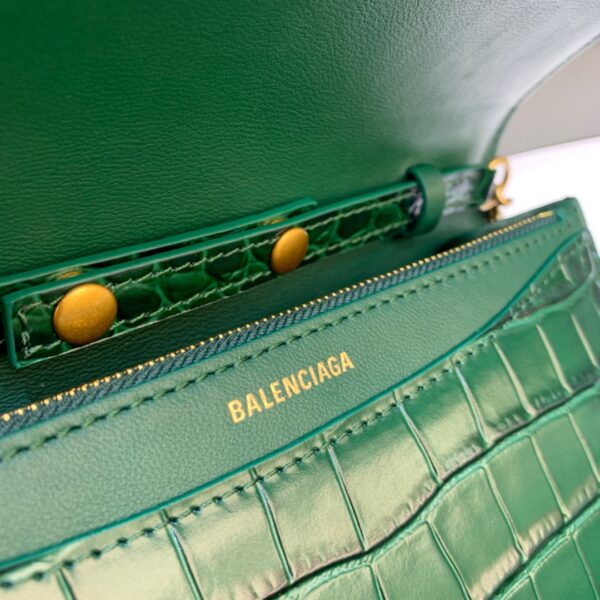 Balenciaga Croc Embossed Patent B Bag With Chain In Green, For Women, Women's Bags 7.9in/20cm