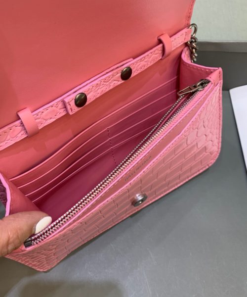 Balenciaga Croc Embossed Patent B Bag With Chain In Pink, For Women, Women's Bags 7.9in/20cm