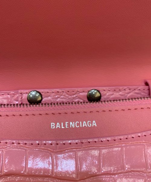 Balenciaga Croc Embossed Patent B Bag With Chain In Pink, For Women, Women's Bags 7.9in/20cm
