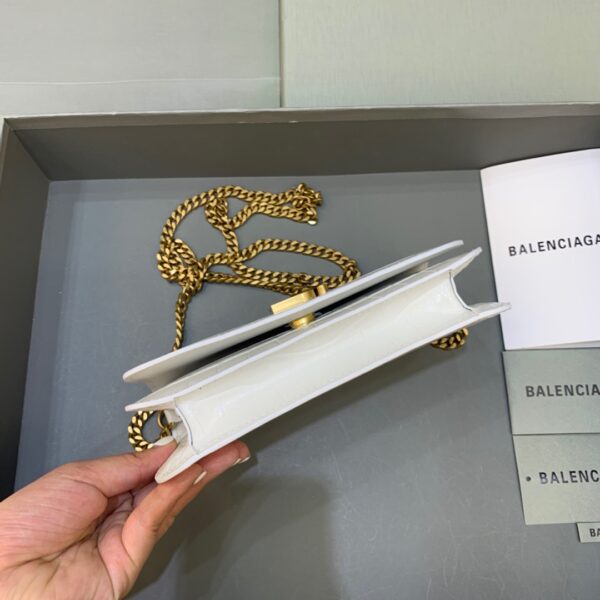 Balenciaga Croc Embossed Patent B Bag With Chain In White, For Women, Women's Bags 7.9in/20cm
