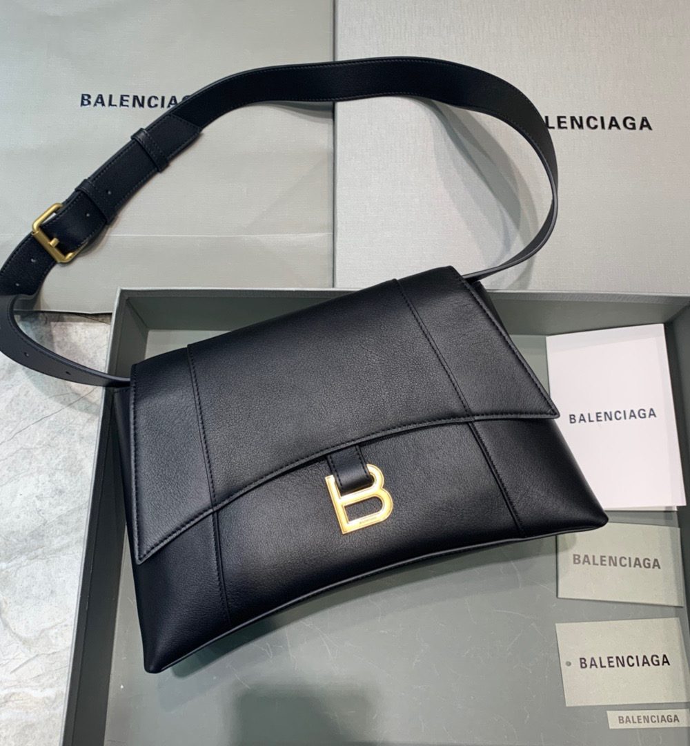 Balenciaga Downtown Small Shoulder Bag In Black, For Women, Women's Bags 11.8in/30cm 67135329S1M1000