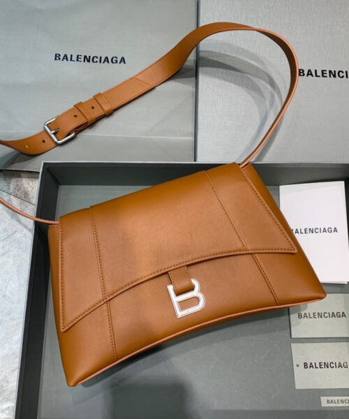 Balenciaga Downtown Small Shoulder Bag In Brown, For Women, Women's Bags 11.8in/30cm