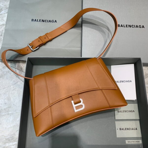 Balenciaga Downtown Small Shoulder Bag In Brown, For Women, Women's Bags 11.8in/30cm
