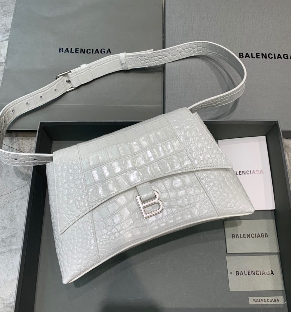 Balenciaga Downtown Small Shoulder Bag In White, For Women, Women's Bags 11.8in/30cm