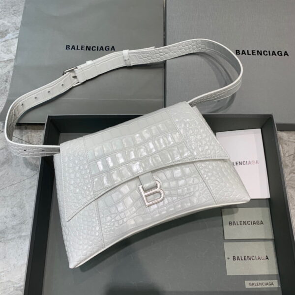 Balenciaga Downtown Small Shoulder Bag In White, For Women, Women's Bags 11.8in/30cm
