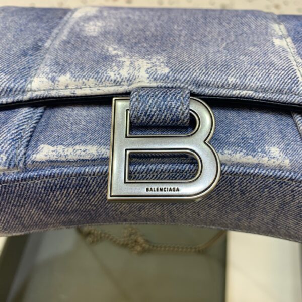 Balenciaga Downtown Small Shoulder Bag With Chain Blue Washed, For Women, Women's Bags 11.8in/30cm