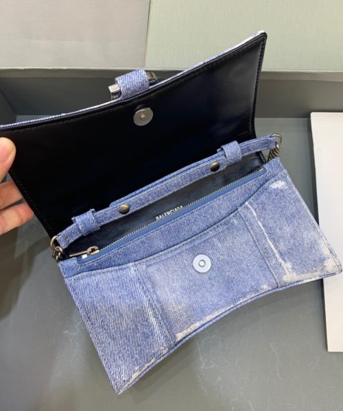 Balenciaga Downtown Small Shoulder Bag With Chain Blue Washed, For Women, Women's Bags 11.8in/30cm