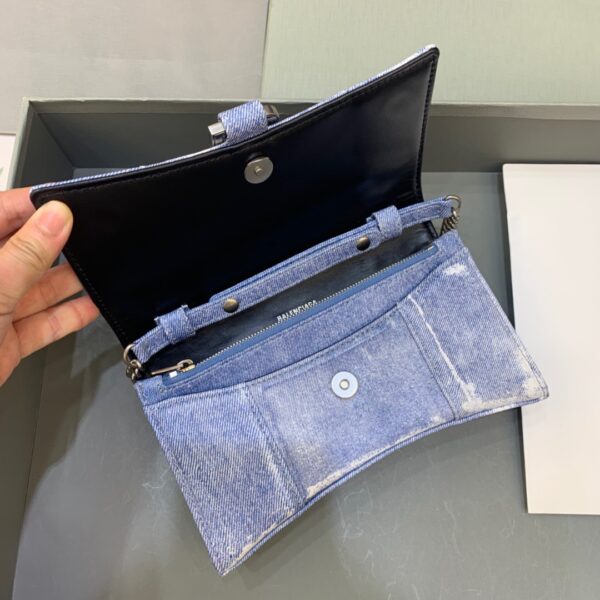 Balenciaga Downtown Small Shoulder Bag With Chain Blue Washed, For Women, Women's Bags 11.8in/30cm
