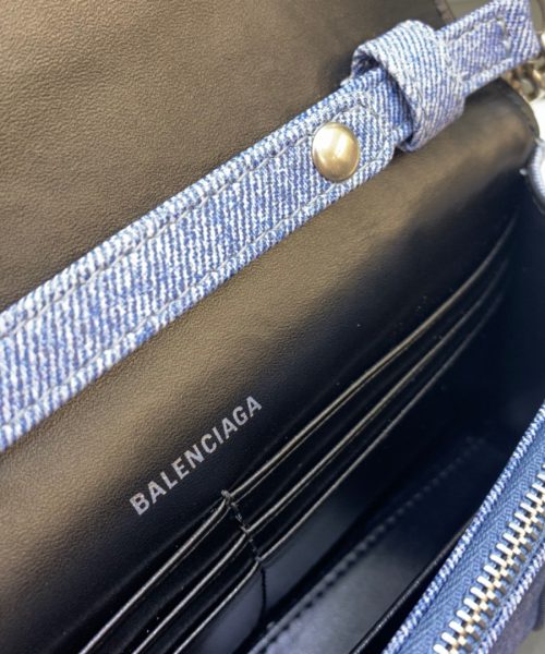 Balenciaga Downtown Small Shoulder Bag With Chain Blue Washed, For Women, Women's Bags 11.8in/30cm