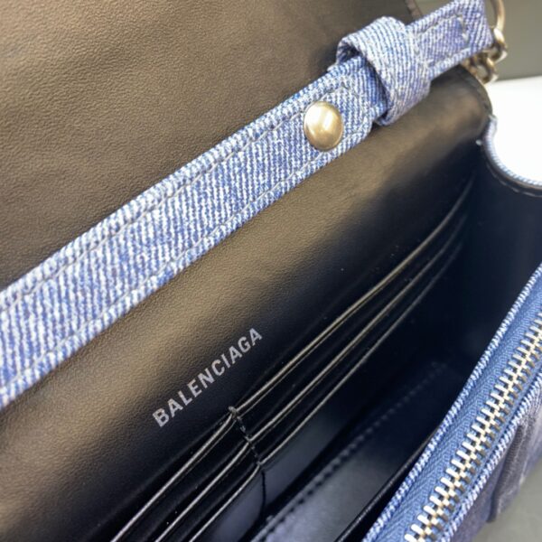 Balenciaga Downtown Small Shoulder Bag With Chain Blue Washed, For Women, Women's Bags 11.8in/30cm