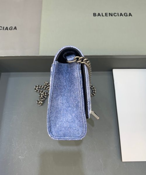 Balenciaga Downtown Small Shoulder Bag With Chain Blue Washed, For Women, Women's Bags 11.8in/30cm