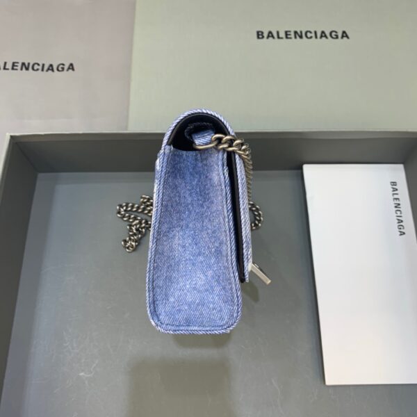 Balenciaga Downtown Small Shoulder Bag With Chain Blue Washed, For Women, Women's Bags 11.8in/30cm