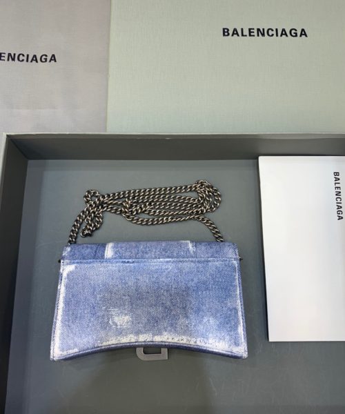 Balenciaga Downtown Small Shoulder Bag With Chain Blue Washed, For Women, Women's Bags 11.8in/30cm