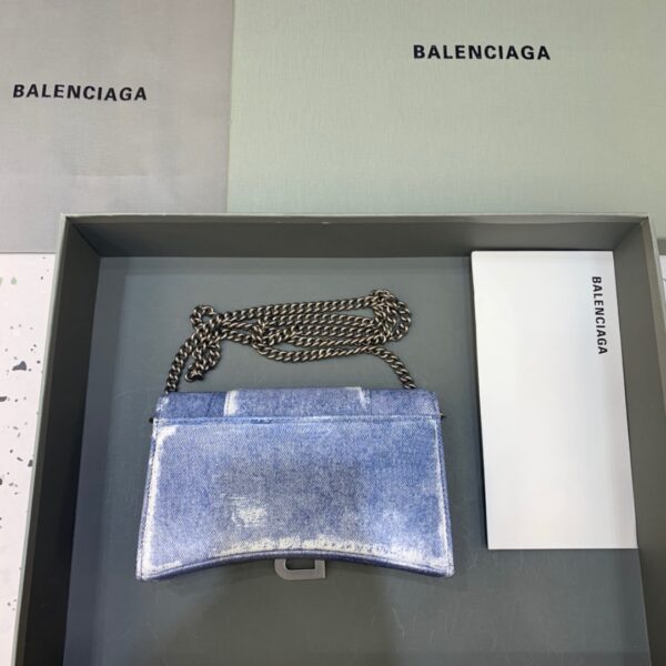 Balenciaga Downtown Small Shoulder Bag With Chain Blue Washed, For Women, Women's Bags 11.8in/30cm