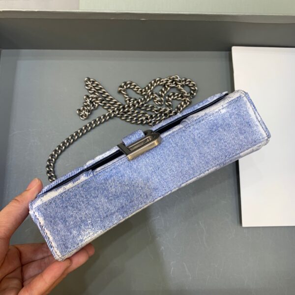 Balenciaga Downtown Small Shoulder Bag With Chain Blue Washed, For Women, Women's Bags 11.8in/30cm