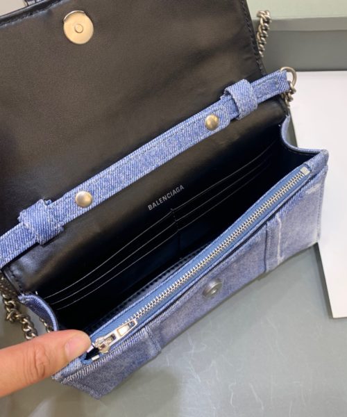 Balenciaga Downtown Small Shoulder Bag With Chain Blue Washed, For Women, Women's Bags 11.8in/30cm