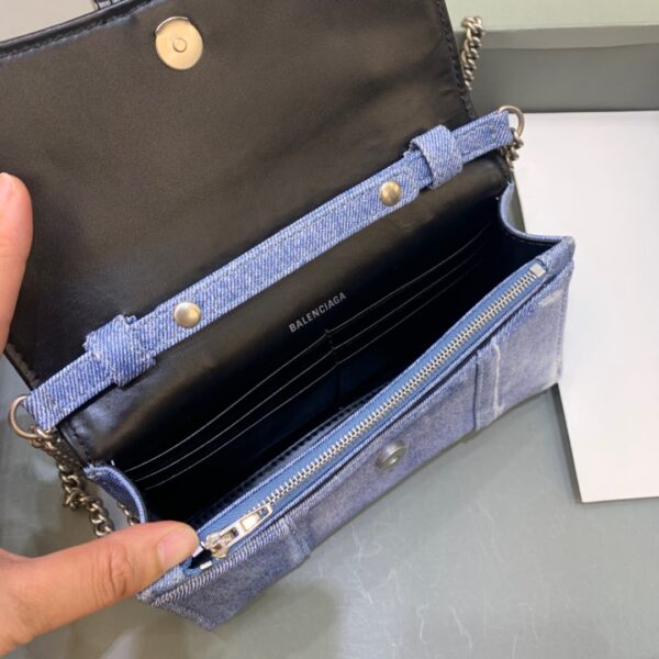 Balenciaga Downtown Small Shoulder Bag With Chain Blue Washed, For Women, Women's Bags 11.8in/30cm