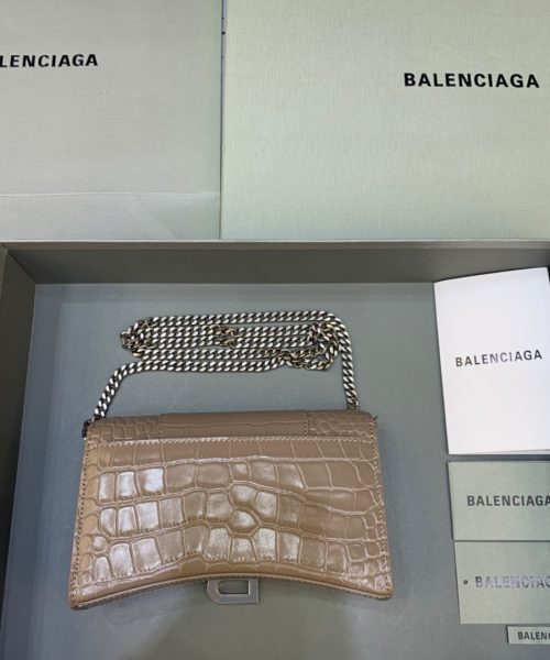 Balenciaga Downtown Small Shoulder Bag With Chain Brown, For Women, Women's Bags 11.8in/30cm