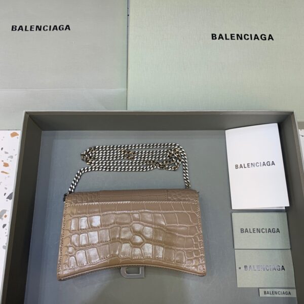 Balenciaga Downtown Small Shoulder Bag With Chain Brown, For Women, Women's Bags 11.8in/30cm