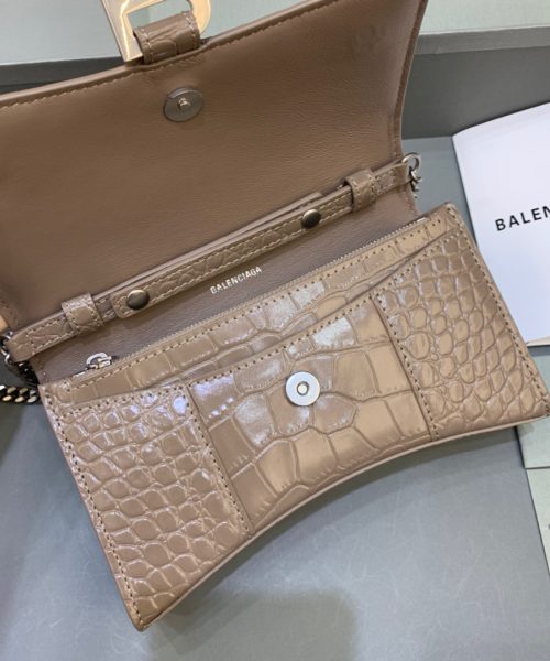 Balenciaga Downtown Small Shoulder Bag With Chain Brown, For Women, Women's Bags 11.8in/30cm
