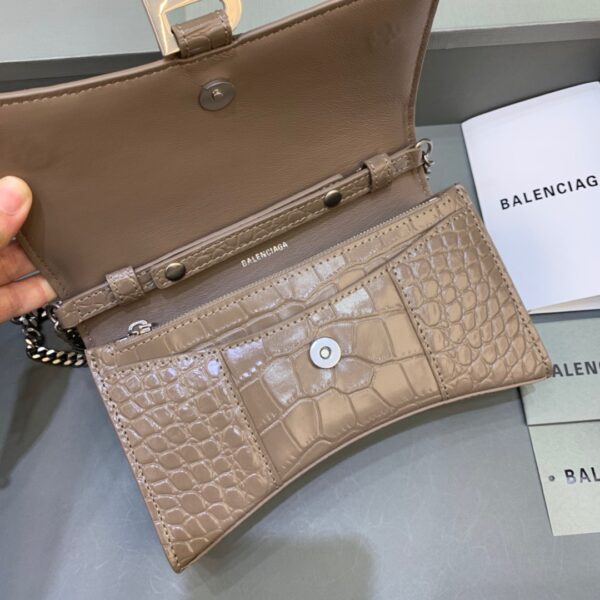 Balenciaga Downtown Small Shoulder Bag With Chain Brown, For Women, Women's Bags 11.8in/30cm