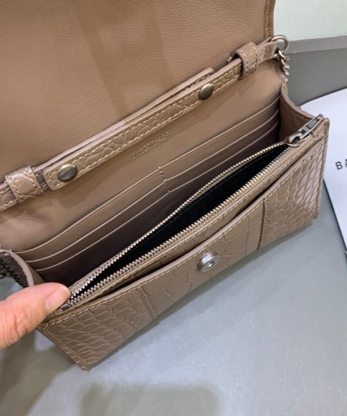 Balenciaga Downtown Small Shoulder Bag With Chain Brown, For Women, Women's Bags 11.8in/30cm