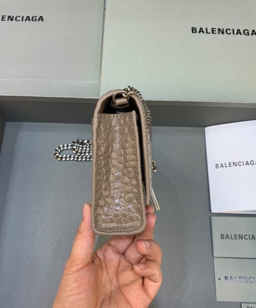 Balenciaga Downtown Small Shoulder Bag With Chain Brown, For Women, Women's Bags 11.8in/30cm