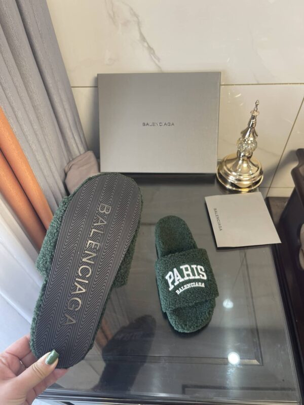 Balenciaga Furry Slide Sandal Black For Women