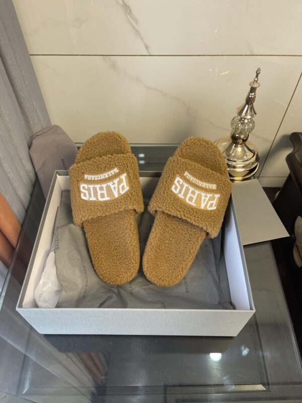 Balenciaga Furry Slide Sandal Brown For Women