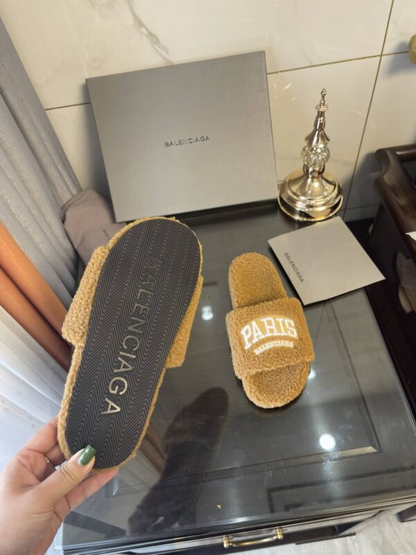 Balenciaga Furry Slide Sandal Brown For Women