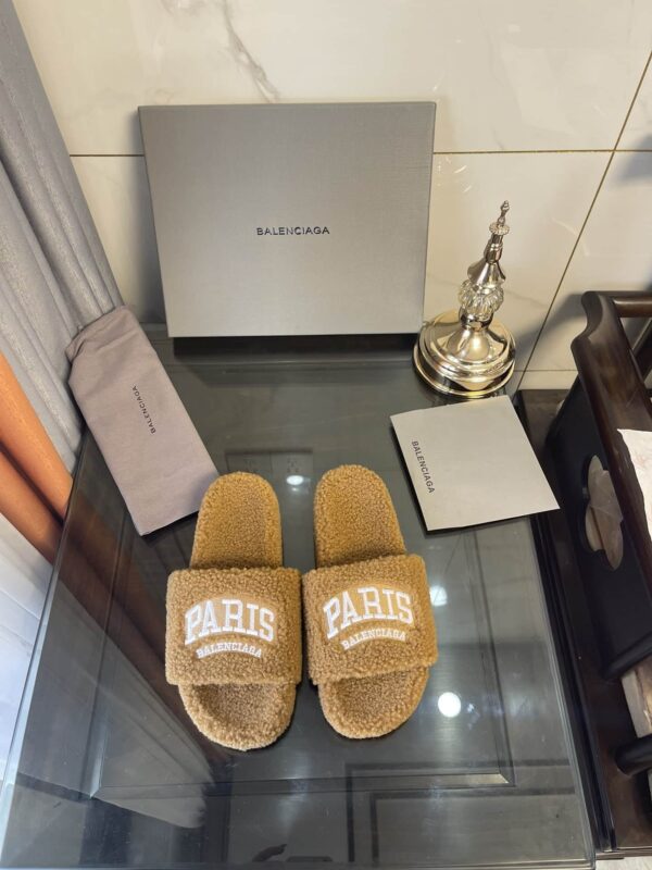 Balenciaga Furry Slide Sandal Brown For Women