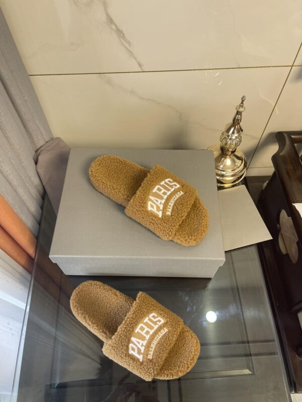 Balenciaga Furry Slide Sandal Brown For Women