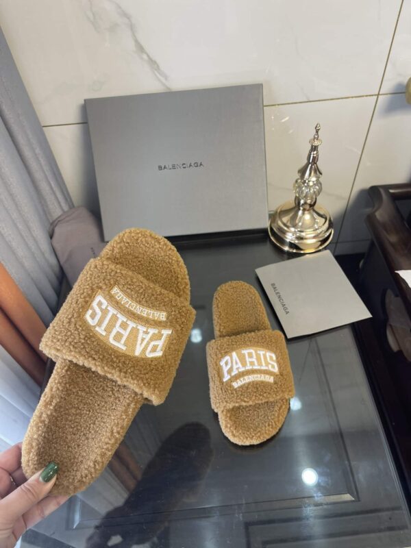 Balenciaga Furry Slide Sandal Brown For Women