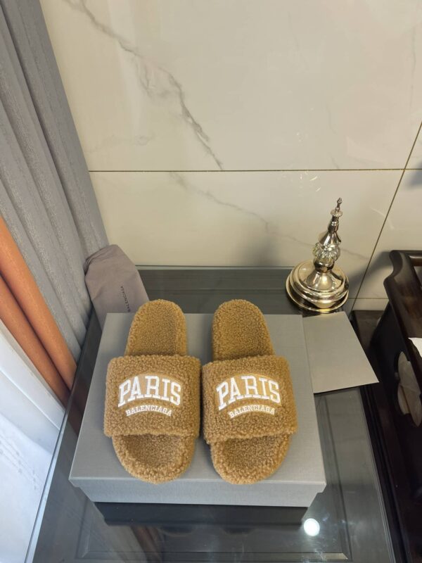 Balenciaga Furry Slide Sandal Brown For Women