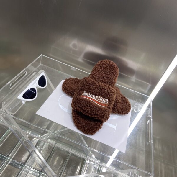 Balenciaga Furry Slide Sandal Brown For Women